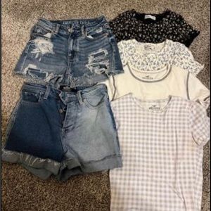 Hollister and American Eagle shorts and tops lot